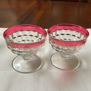 Fostoria glass Ruby Flash American Colony Whitehall champagne sherbet glasses